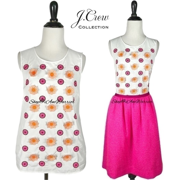 J.Crew Collection embroidered 3D flower sleeveless top *shop@iamwarrior - Picture 4 of 6